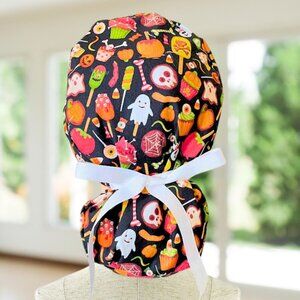 Halloween Sweets~ Ponytail Scrub Cap, Surgical Hat, OR, CNA, MD, NP, Vet, Gift
